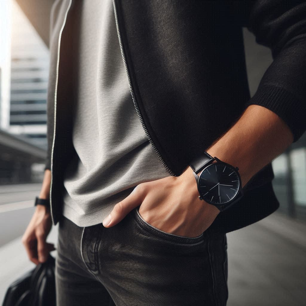 Black Leather Classic Watch