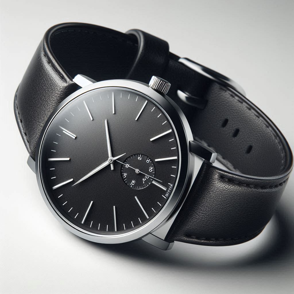 Black Leather Classic Watch